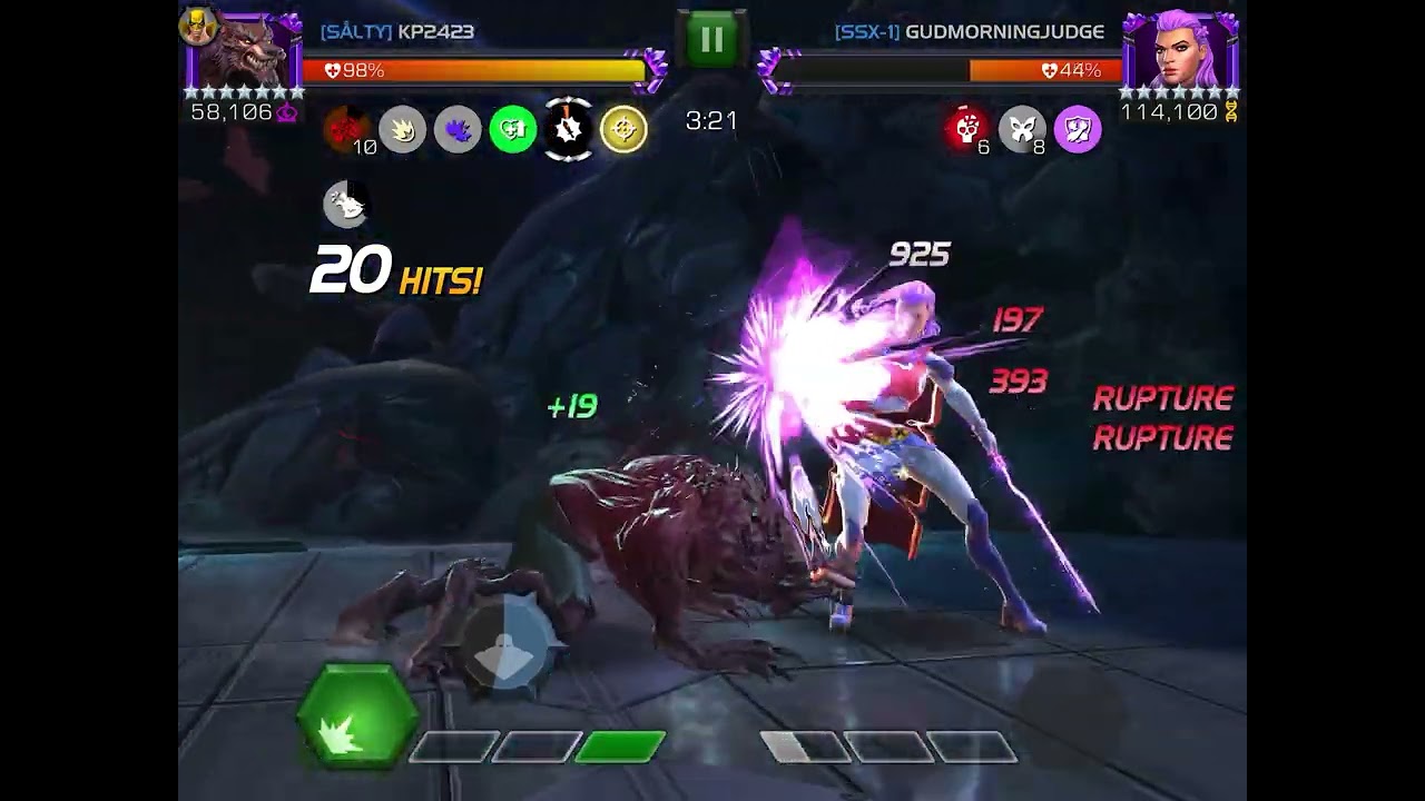 Werewolf by Night vs Captain Britain Node 5 Ebb & Flow Knockdown/Obstinate Charge AW S59 Mcoc