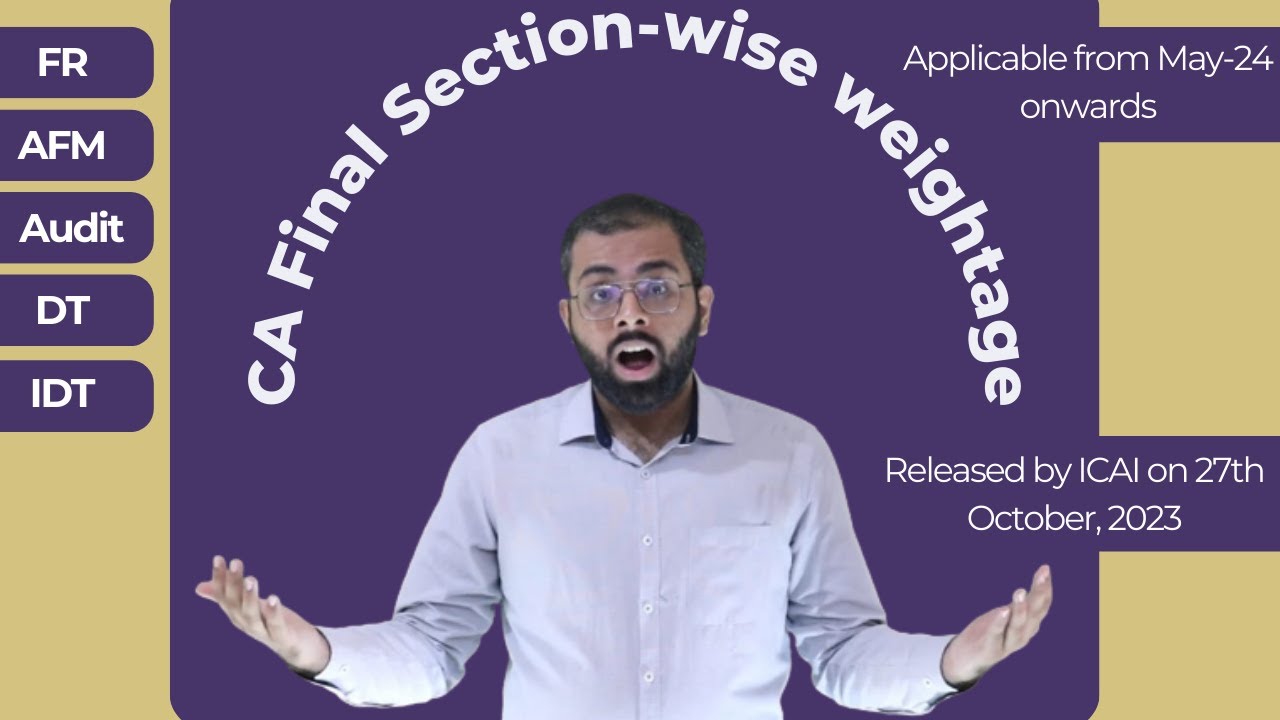 Section-wise Weightage CA Final May-2024 attempt onwards | CA New Scheme Update | ICAI