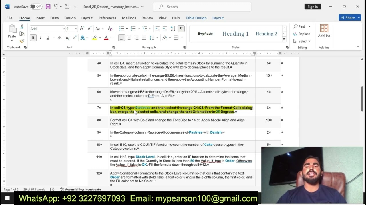 Excel_2E_Dessert_Inventory | Excel 2E Dessert Inventory |Dessert_Inventory_Mylab | @MyitlabTutor512