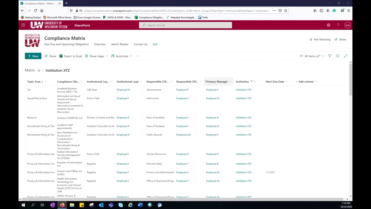 Compliance Matrix Demonstration