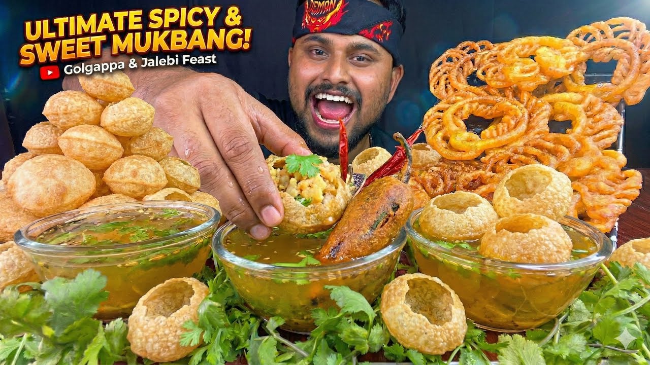 EXTREME Spicy Pani Puri & Sweet Jalebi Mukbang | Indian Street Food Challenge | ASMR| Big Bite