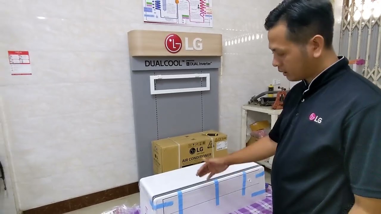 LG RAC unboxing review indoor and outdoor Khmer version.