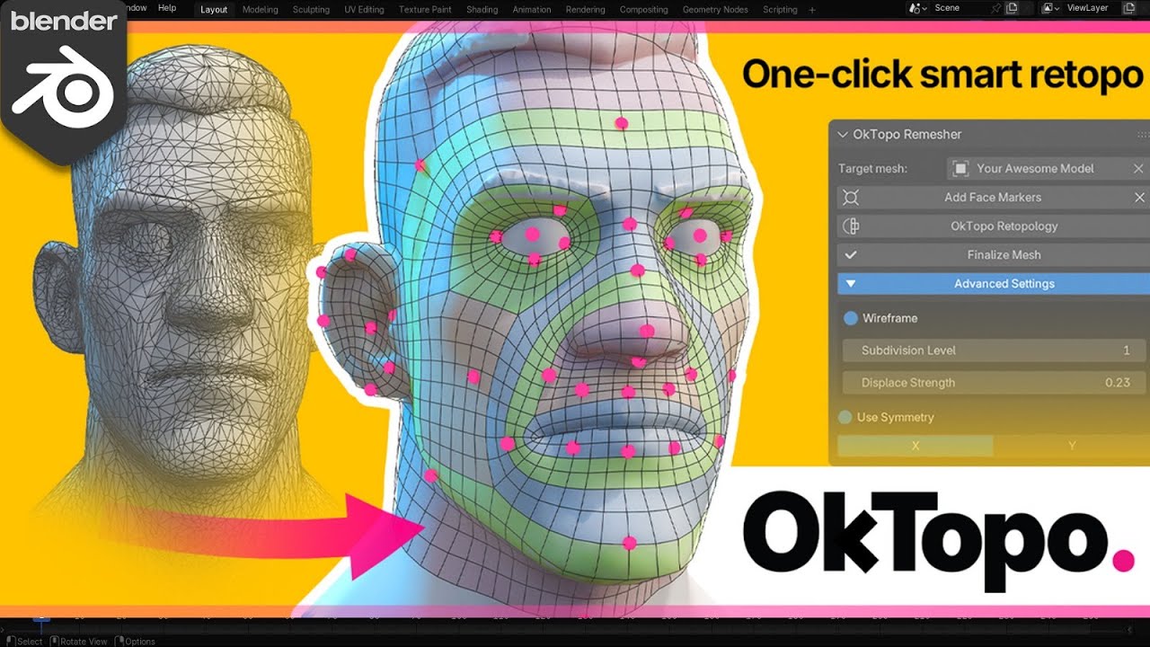 Oktopo Remesher  - 1 Click Blender Retopology Tool!