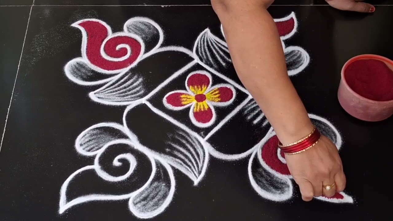 Простой узор ранголи 🌹 3&times;1 точка 🌹 простые узоры колам 🌹 муггулу на каждый день 🌹 простой узор ра...