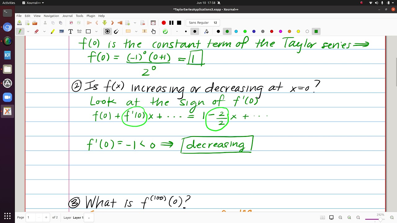 Taylor Series Applications - Derivatives