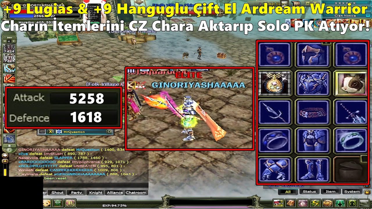 DostWeDusmaN | Full +9 Çift El Ardream Charın İtemlerini CZ Chara Aktarıp Solo PK! | Knight Online