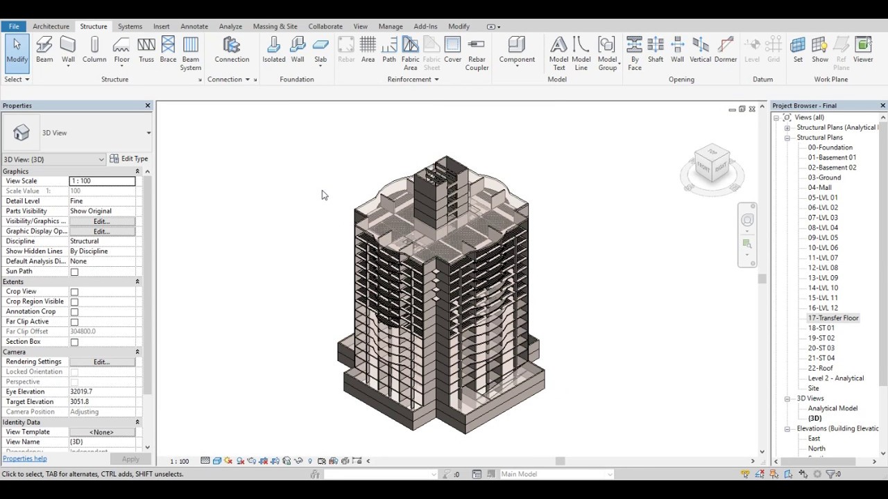 27-Draw Transfer Slab in revit || رسم بلاطه التحويله داخل الريفت