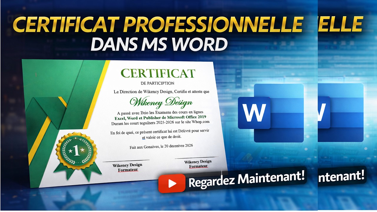 CERTIFICAT PROFESSIONNELLE DANS MS WORD 🎓