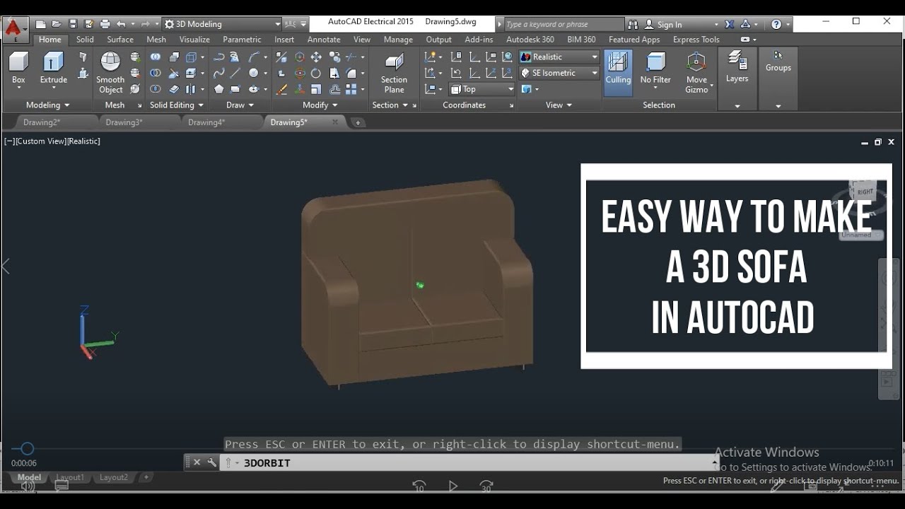 EASY WAY TO MAKE A 3D SOFA IN AUTOCAD
