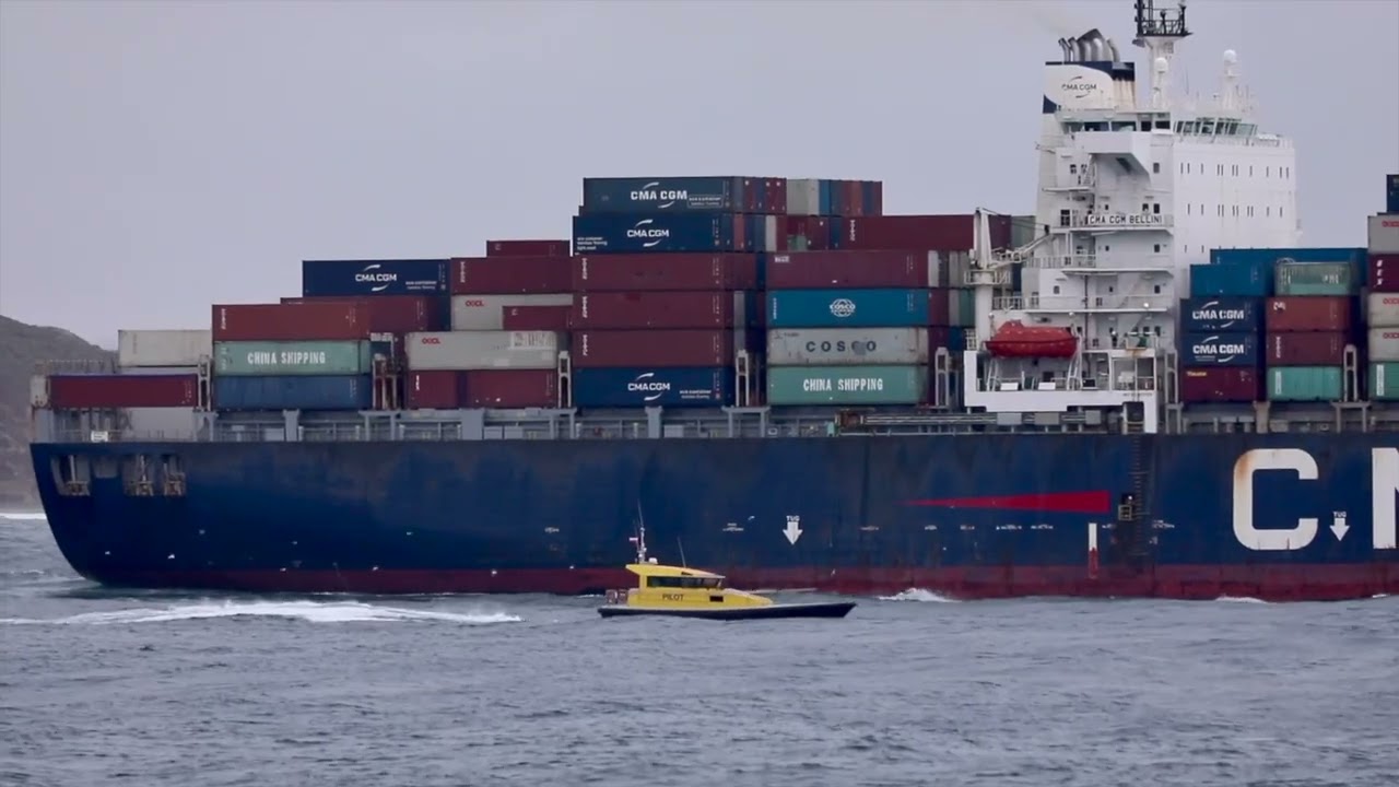 CMA CGM Bellini outbound at Point Lonsdale, Victoria, Australia.