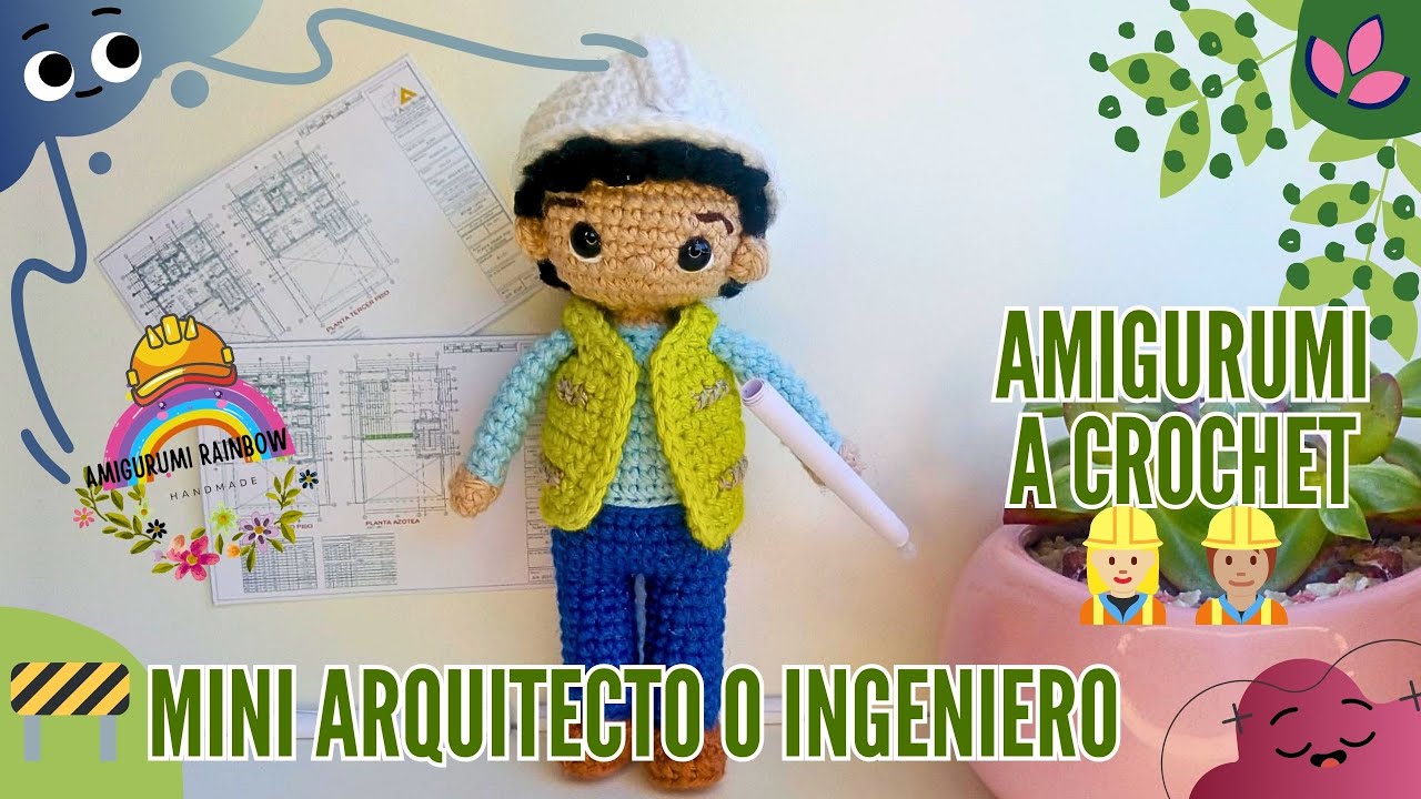 🚧 Mini ARQUITECTO o INGENIERO Amigurumi a CROCHET 👷🏼‍♀️👷🏽