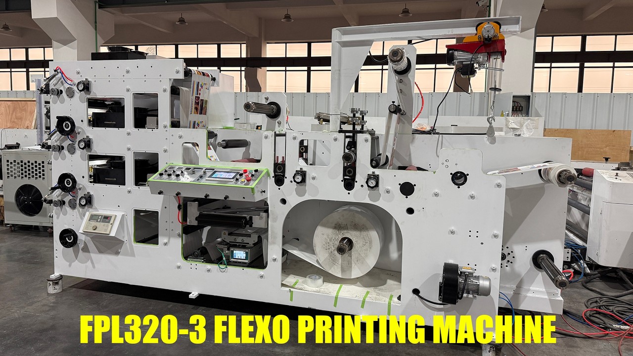 FPL320-3 Label Flexo Printing Machine With 2 Die Cutter & Full LED Dryer  | 4K