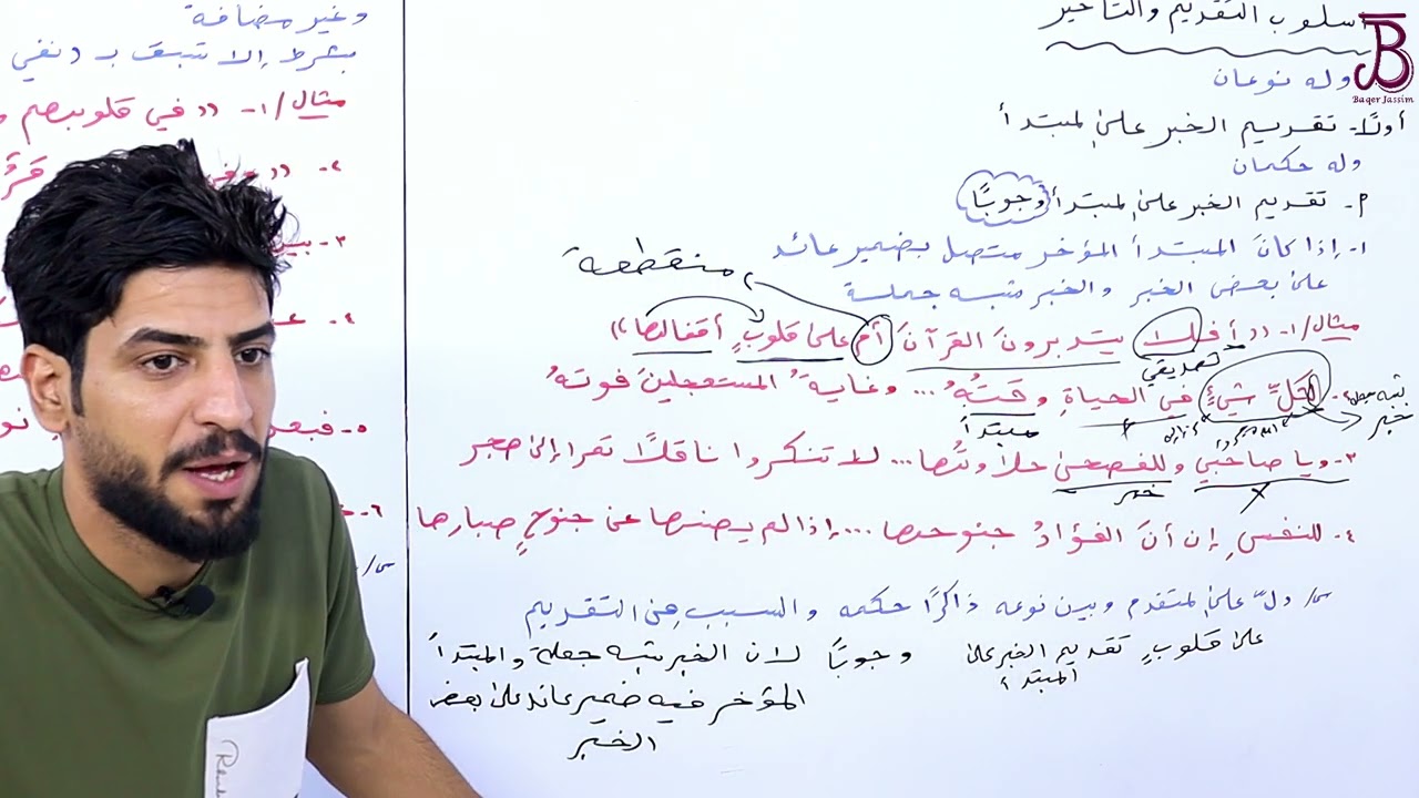 المحاضرة الأولى اسلوب التقديم ( تقديم الخبر على المبتدأ وجوبا)