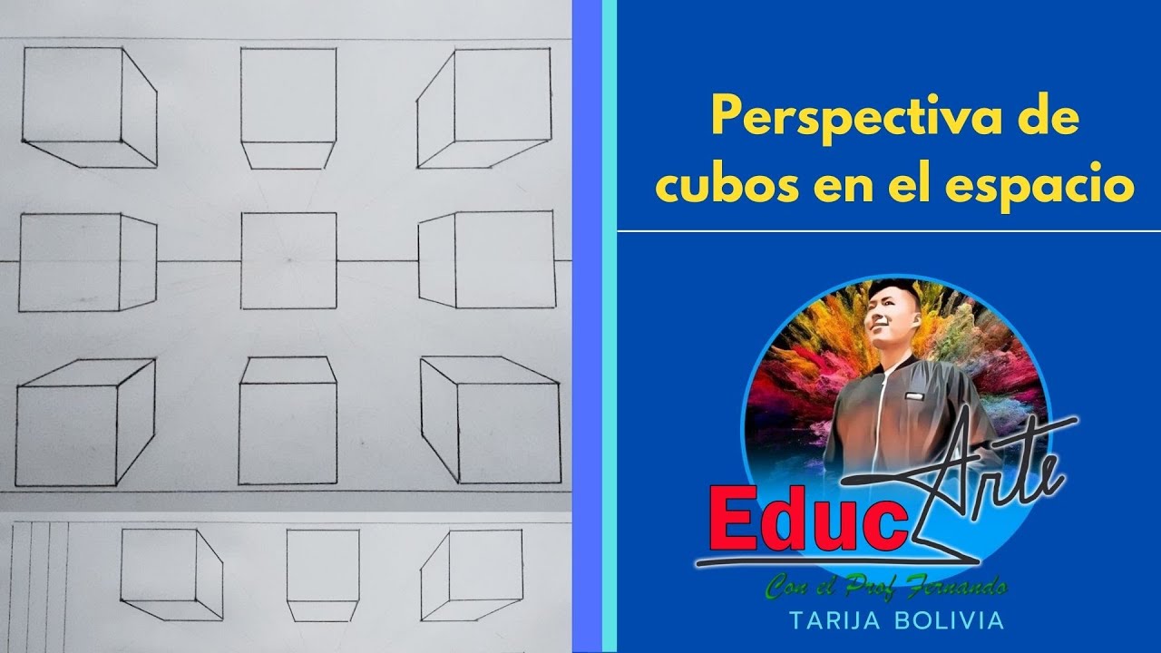 PERSPECTIVA DE CUBOS EN EL ESPACIO DE UN PUNTO DE FUGA (CUBOS ENCIMA, SOBRE Y DEBAJO DE L.H)