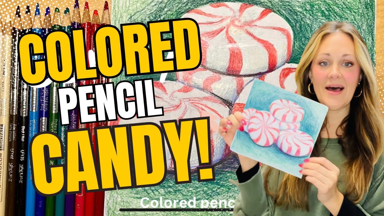 Drawing colored Pencil Candy, Project for art classes! Free worksheets and full project!