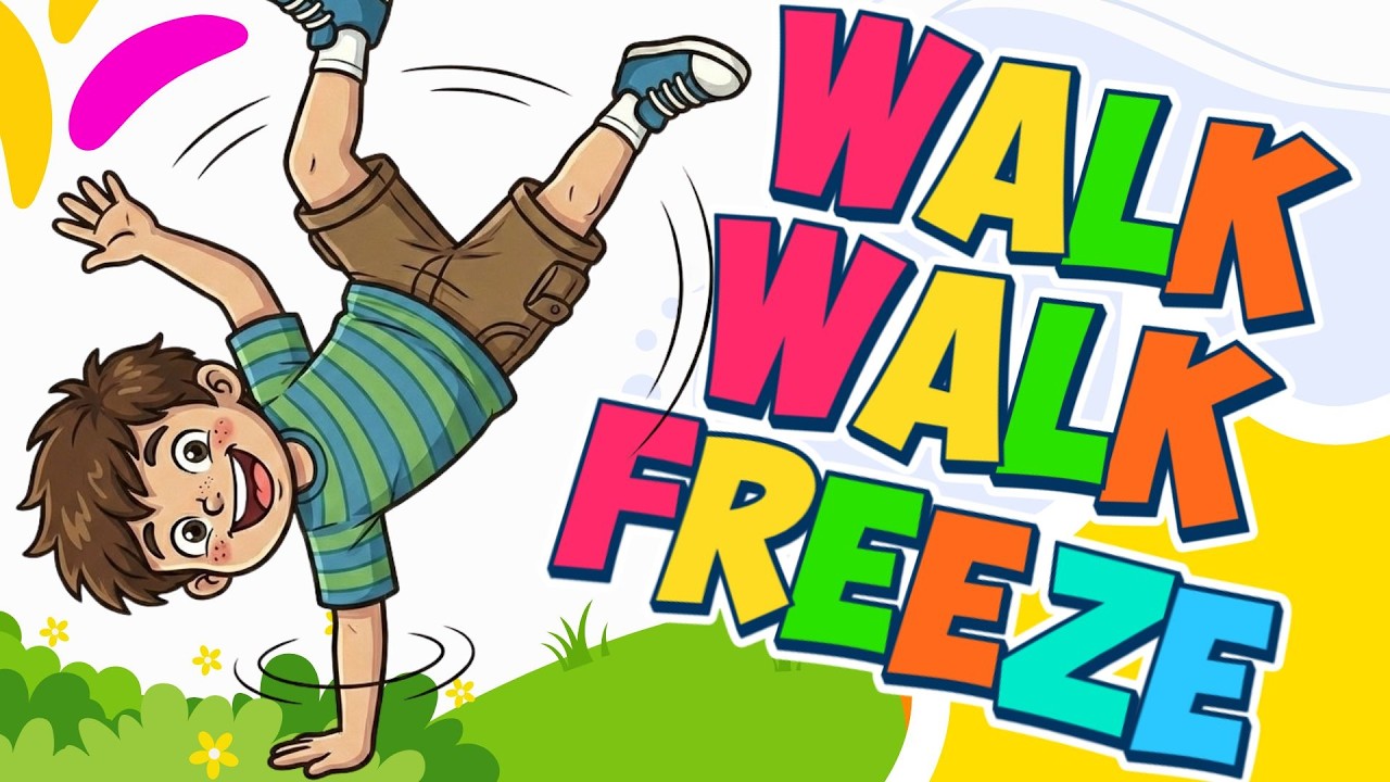 🎉 WALK WALK FREEZE 🕺 DANCE KIDS SONGS | SUPER FUN Toddler Movement - Action Song | EASY Sing-Along