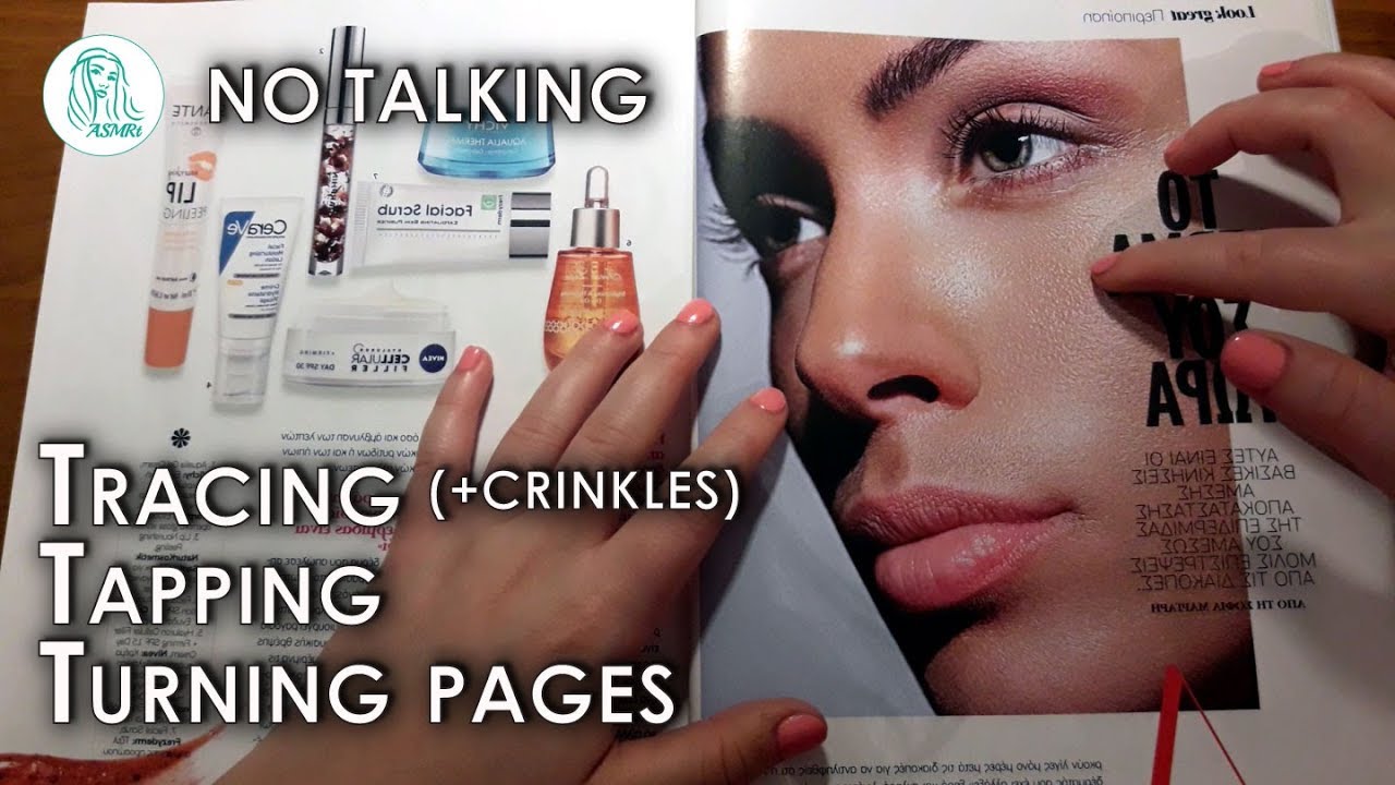 ASMR Magazine Tracing, Tapping, Turning Pages • No Talking (+crinkles, white noise)