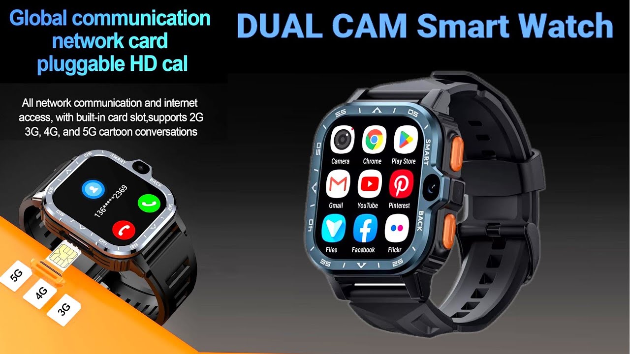4G Smartwatch Dual Camera with Sim  Slot, Google Play Android 8.1 Wi-Fi Video Chat IP67 Google Maps