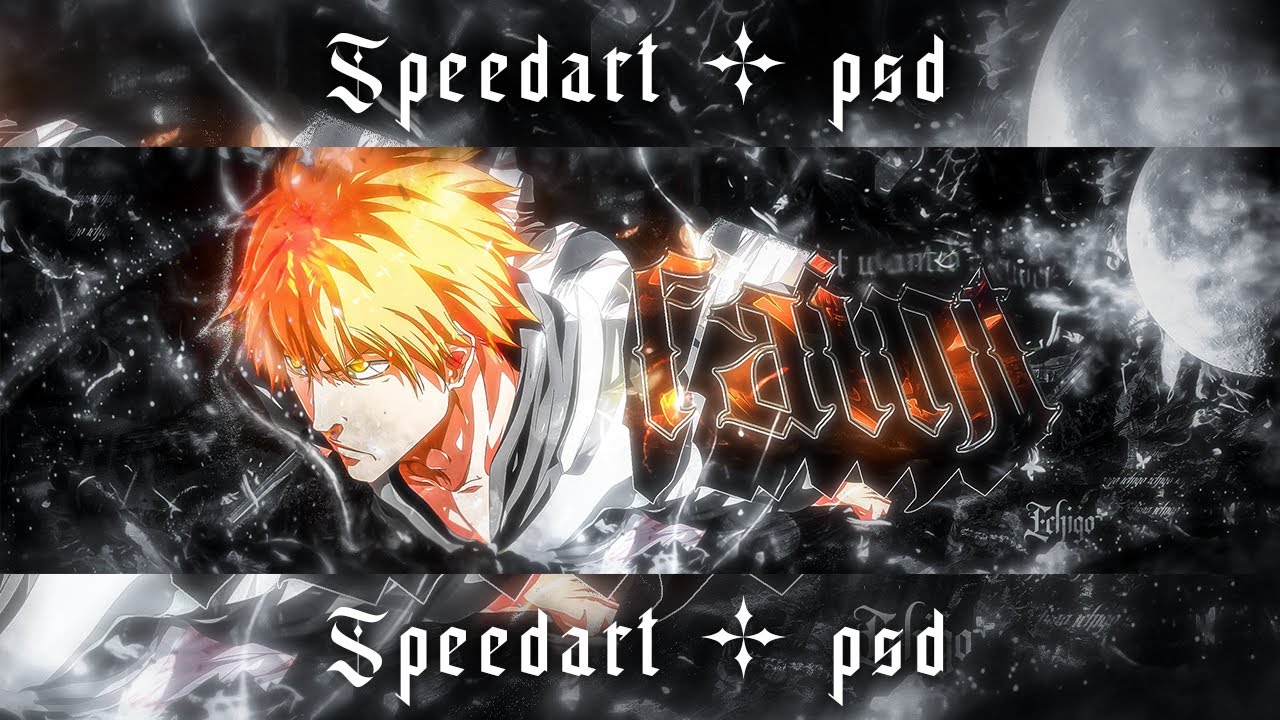 How I made this insane Ichigo Anime Header Banner in Photoshop tutorial speedart