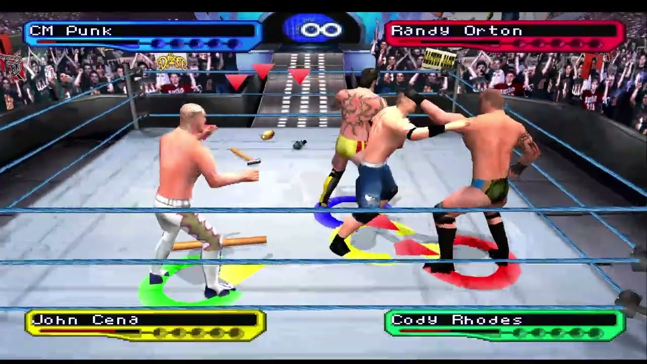 CM Punk, Randy Orton, John Cena and Cody Rhodes Fatal Four Way - WWF Smackdown! 2 Gameplay