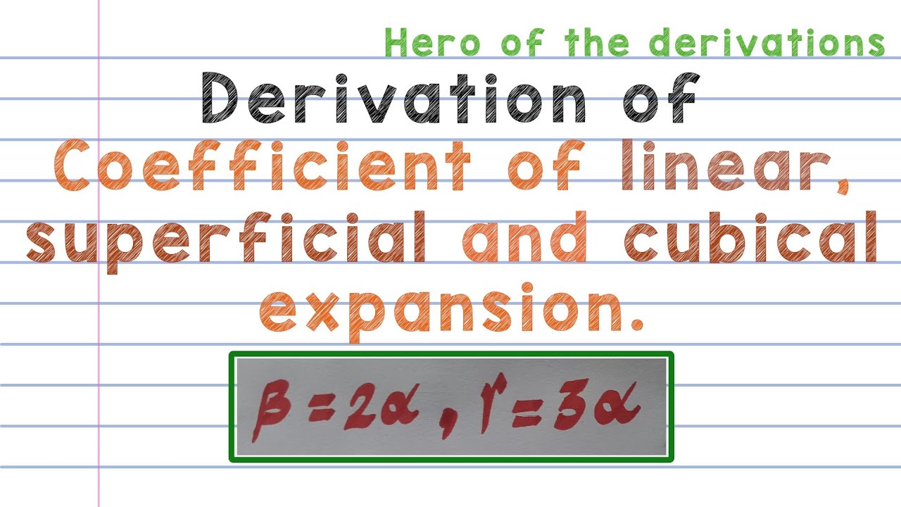 Derivation of relationship between coefficient of linear, superficial and cubical expansion.