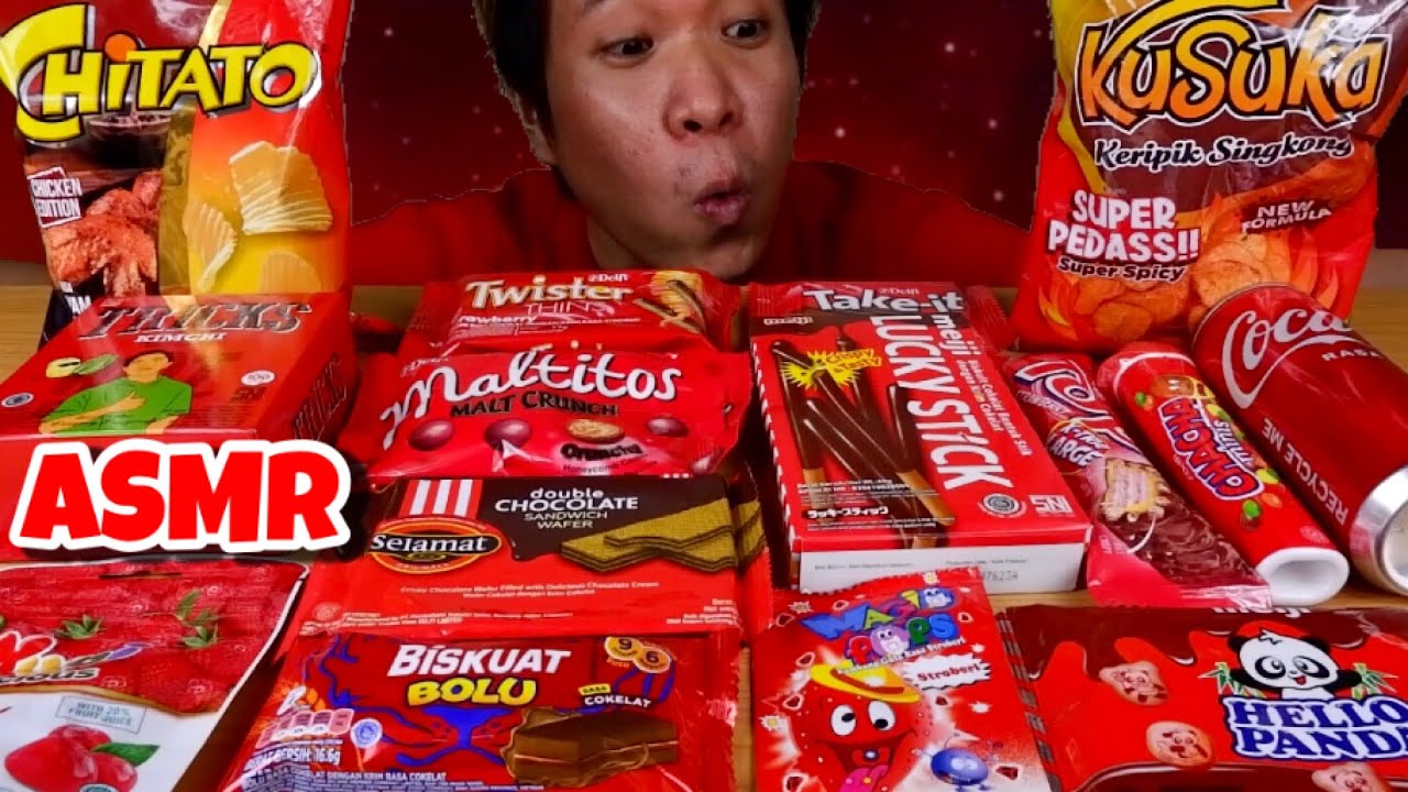 ASMR MAKANAN SERBA WARNA MERAH | ASMR INDONESIA