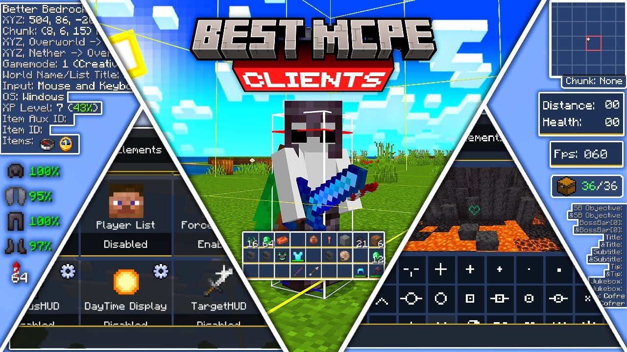 Los Mejores Clients para Minecraft Bedrock 1.21+ | +FPS y HUD (MCPE/W10)