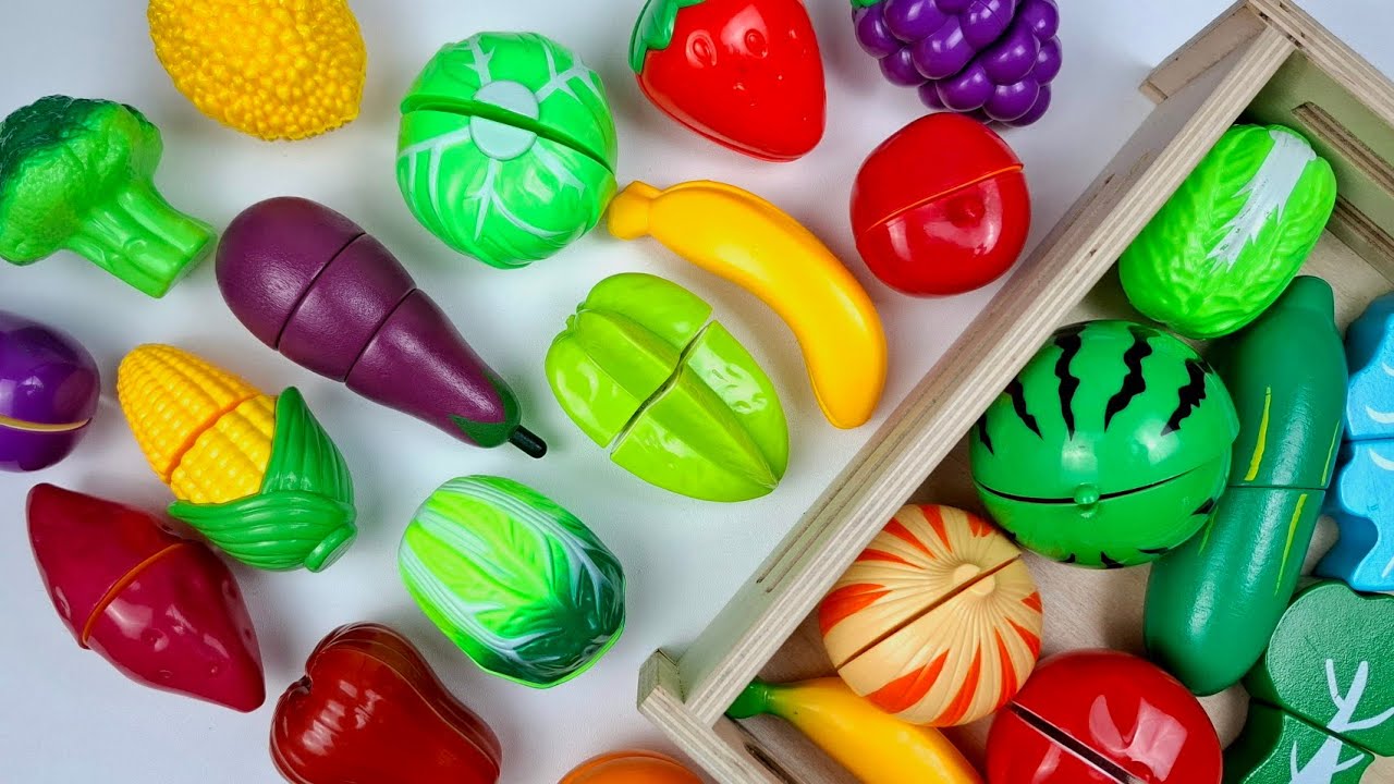 How to Cutting Wooden & Plastic Fruit Vegetables,Mixing Fruits and Vegetables Colorful