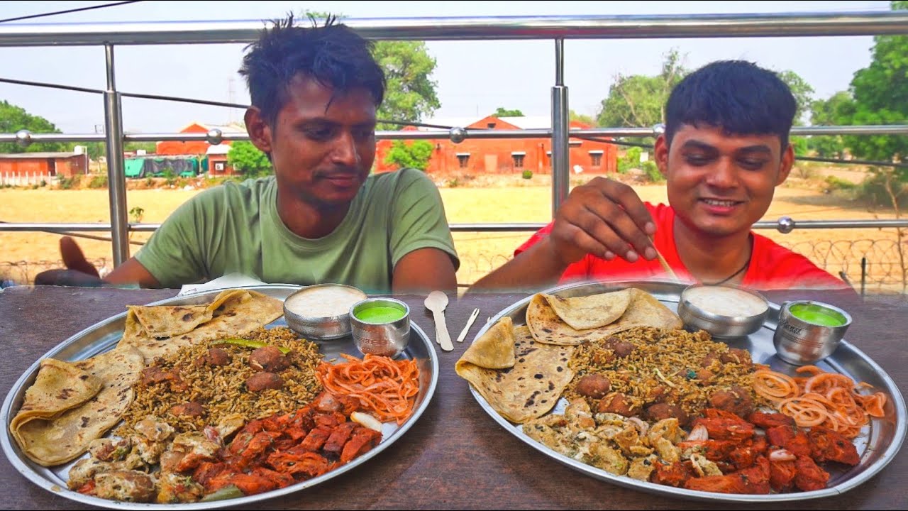 Street Tandori Malai Chaap, Masala Tikka Chaap, Biriyani, Paratha, Chatny Thali Eating Challenge