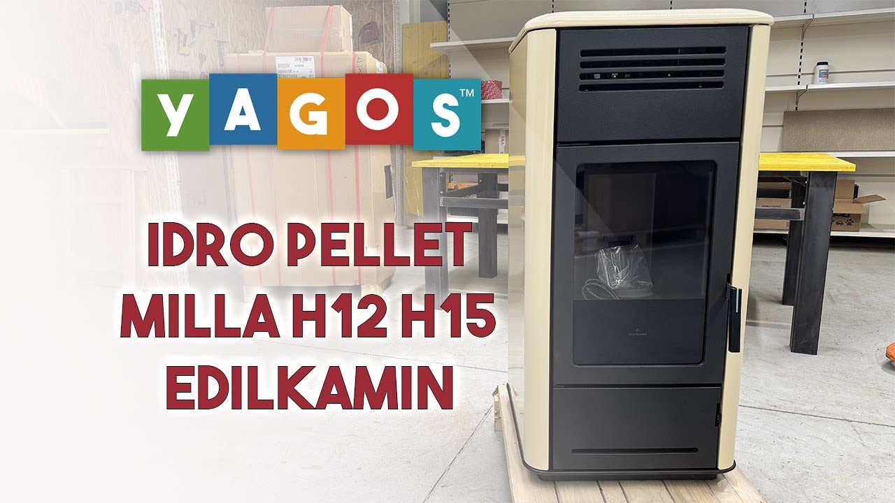 Idro stufa a pellet Milla h 15 h 12 Edilkamin panoramica Yagos