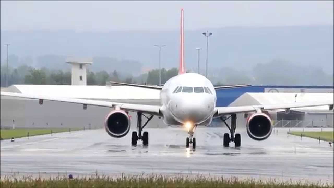 Rainy Niki Airbus A320 Takeoff at Linz Airport (LNZ/LOWL) [HD]