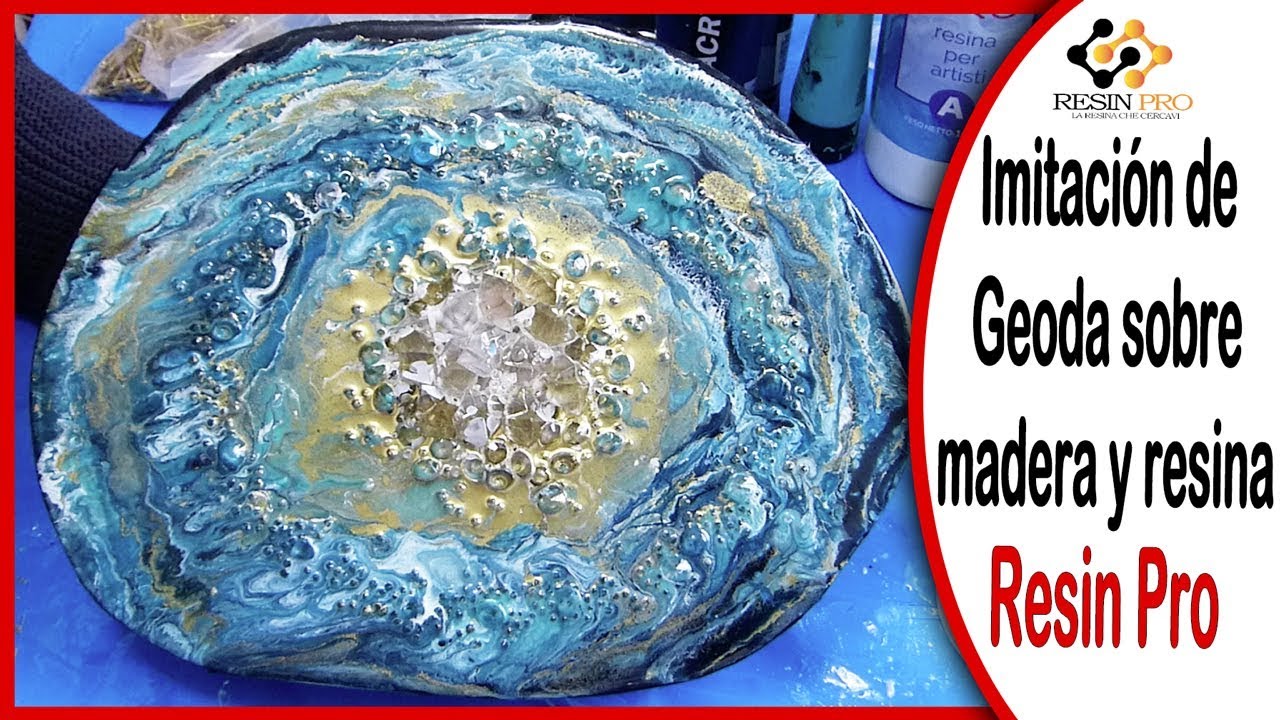 IMITACI&Oacute;N DE GEODA💎sobre rodaja de madera y resina Resin Pro