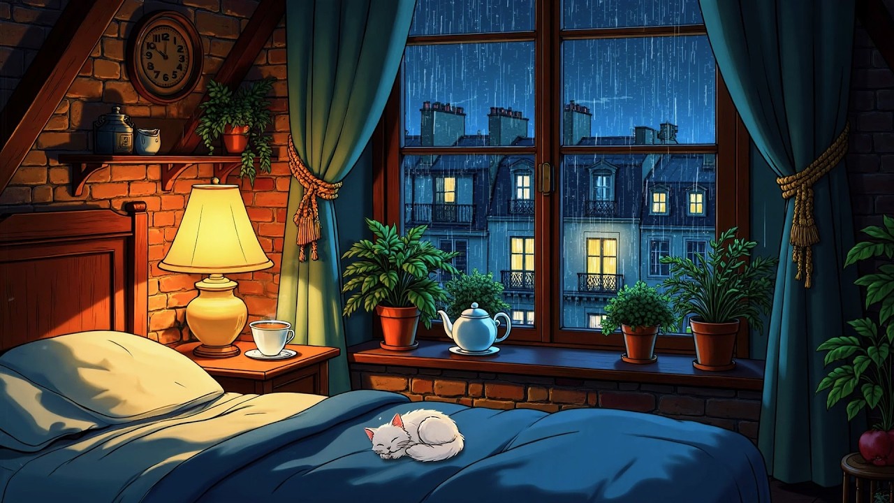it's a cozy rainy night and you're relaxing with 1950s vintage oldies playing from another room