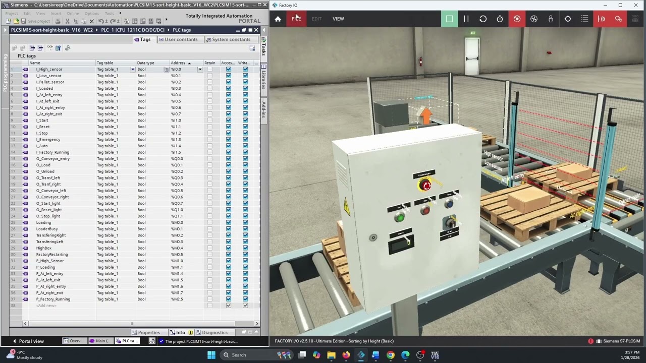 Factory IO & Siemens TIA Portal_Sorting by Height_Basic Scene _Part 1