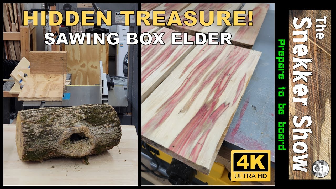 Sawing an ugly box elder log to find hidden treasure