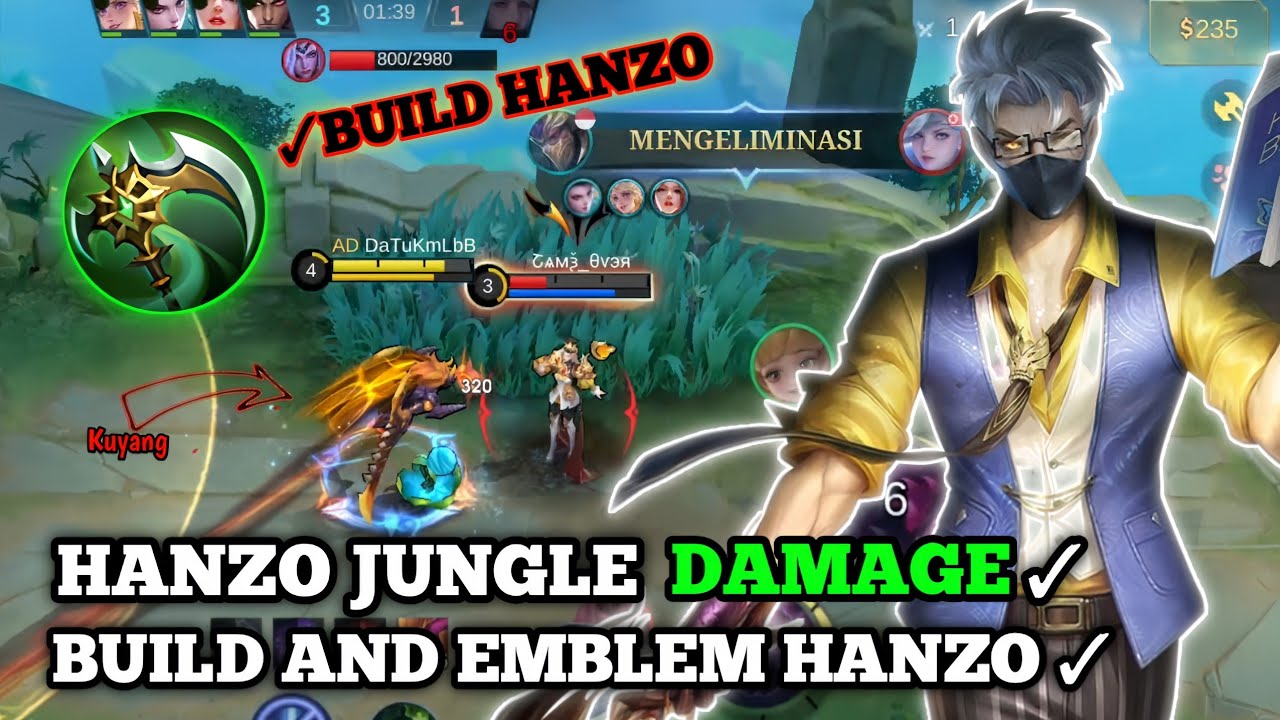 BEST BUILD HANZO JUNGLE DAMAGE TERSAKIT 2026, EMBLEM HANZO MLBB