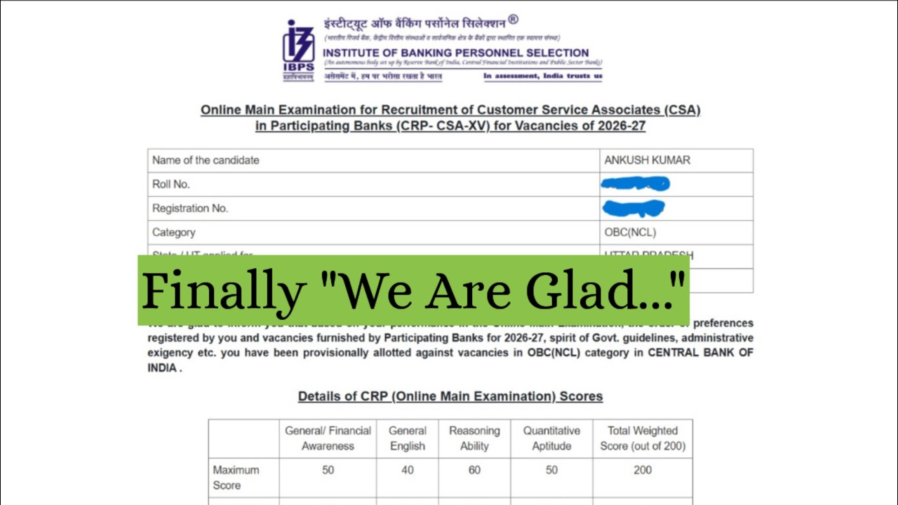 My IBPS Clerk Final Result🥳| Finally Selected😎| Share Your Score✍️| #ibps #ibpsclerk #finalscore