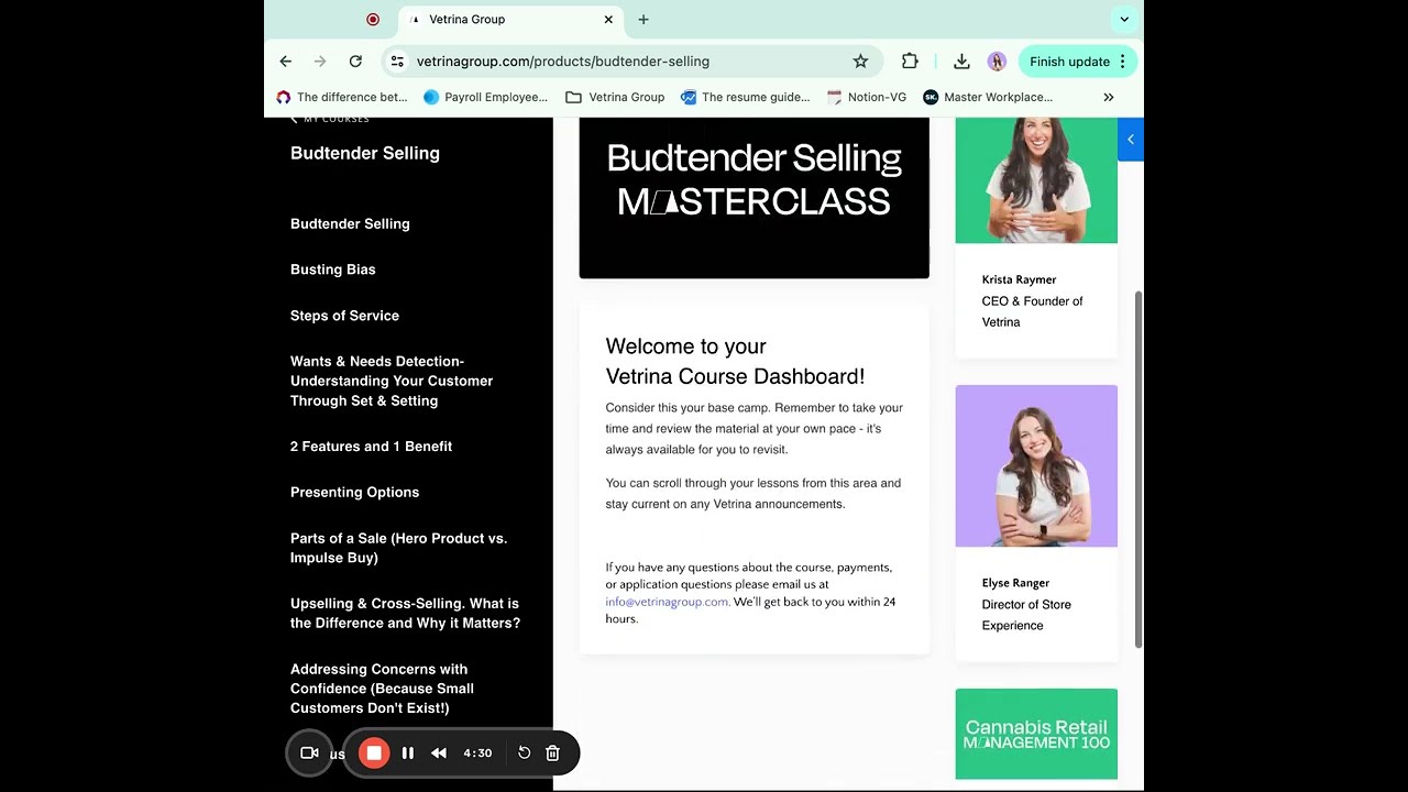 Vetrina's Budtender Selling Course