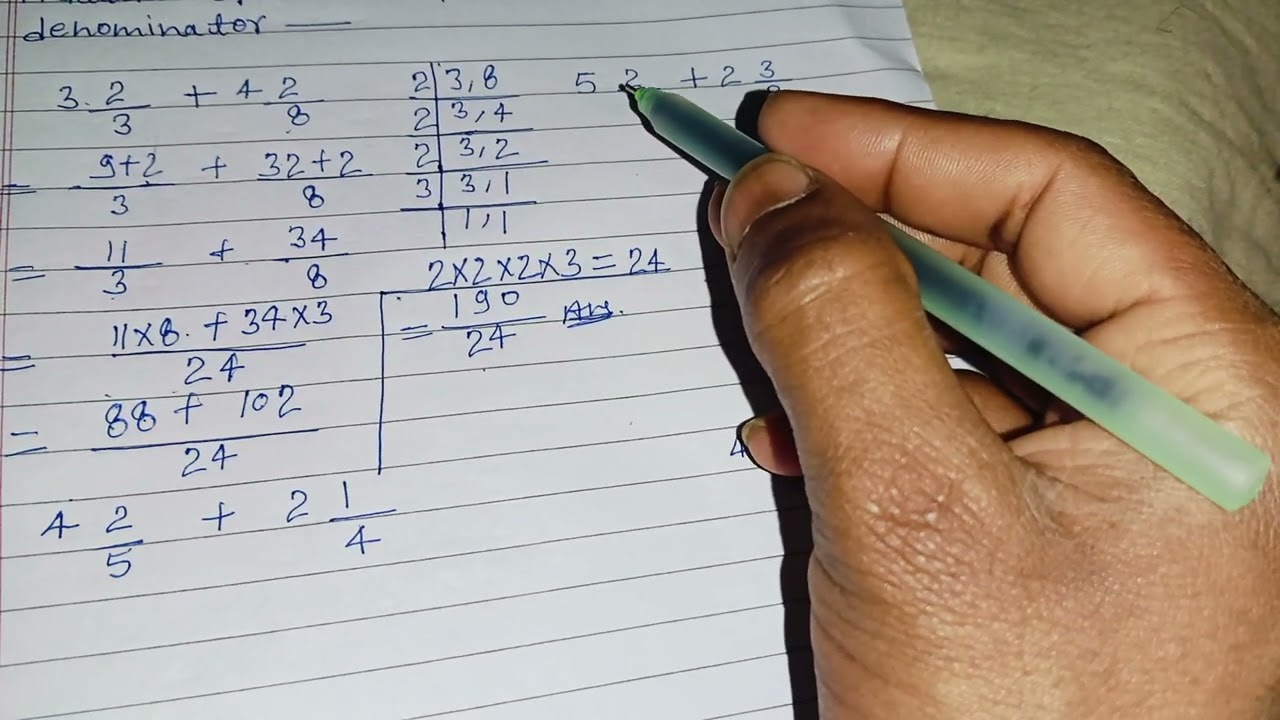 Class 4th math addition of mixed fraction | class 3rd math | different denominator |