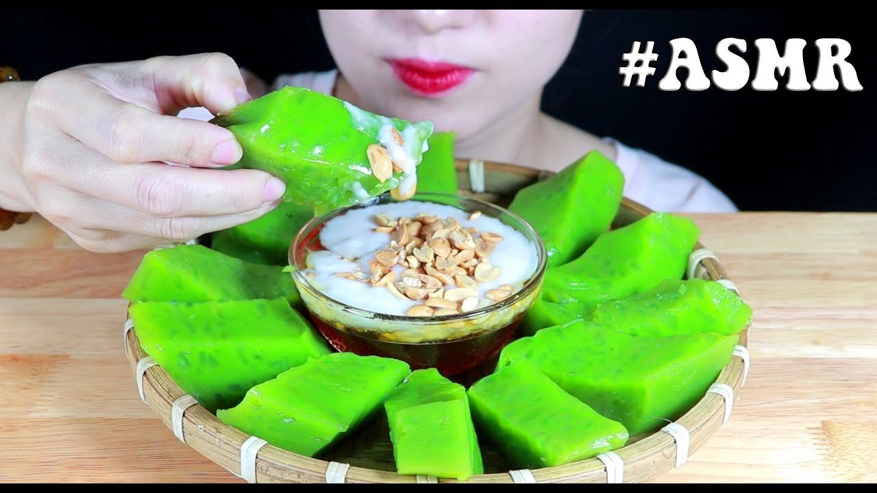 ASMR Green Rice Cake (Sticky Eating Sounds) No Talking | MISS PHAM ASMR
