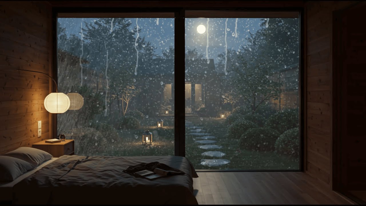 4K | Gentle Midnight Rain Sounds – Sleep Instantly & Wake Refreshed