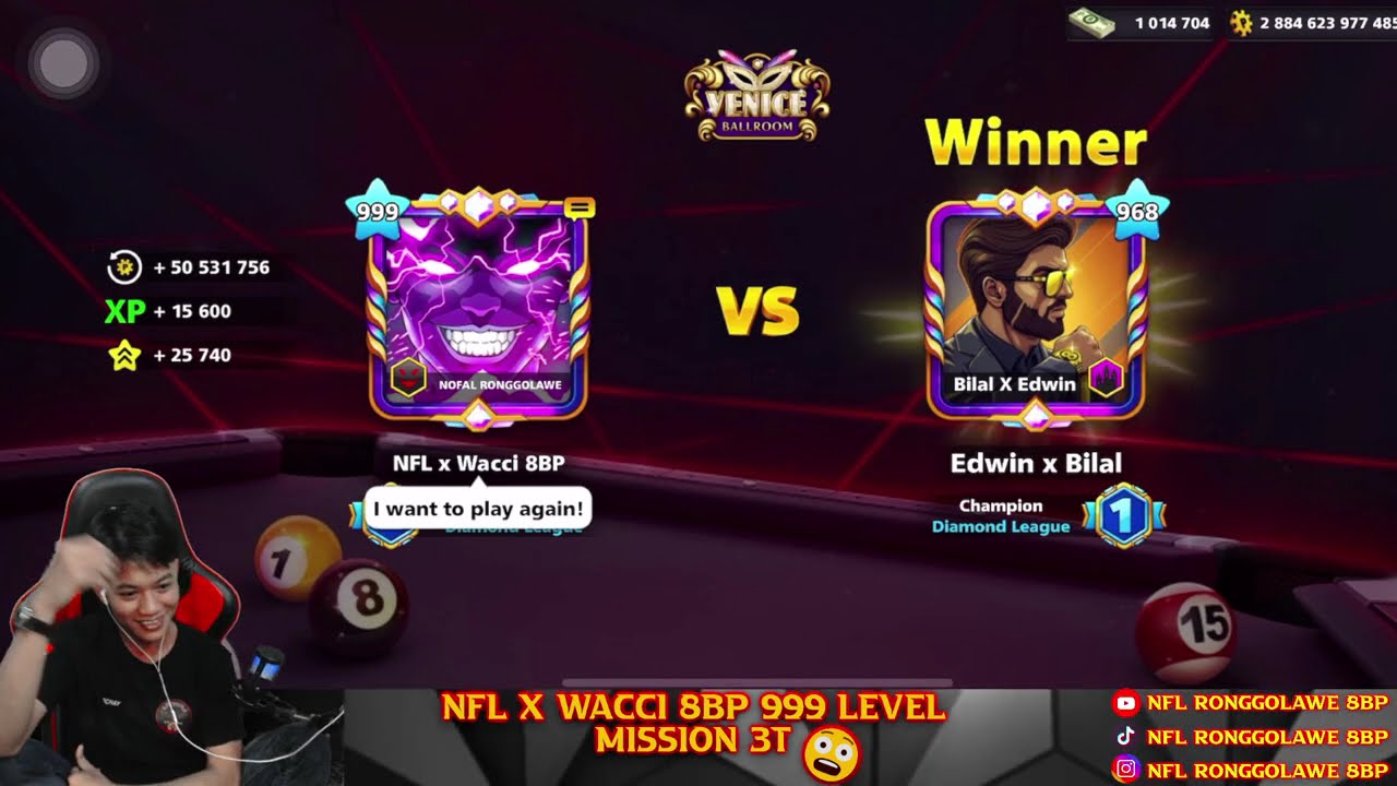 BALL POOL TRICKSHOT & KISS SHOT BERLIN VENICE NFL x WACCI 8BP 999 LEVEL 😱😱
