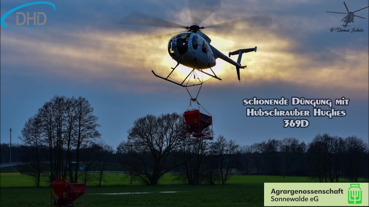 DHD Heliservice | Düngen mit Hubschrauber Hughes 369D