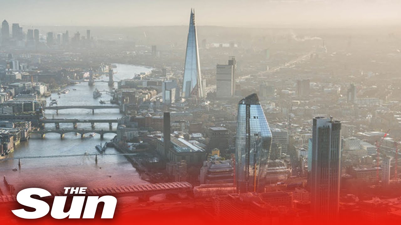 Aerials of London as UK remains in lockdown