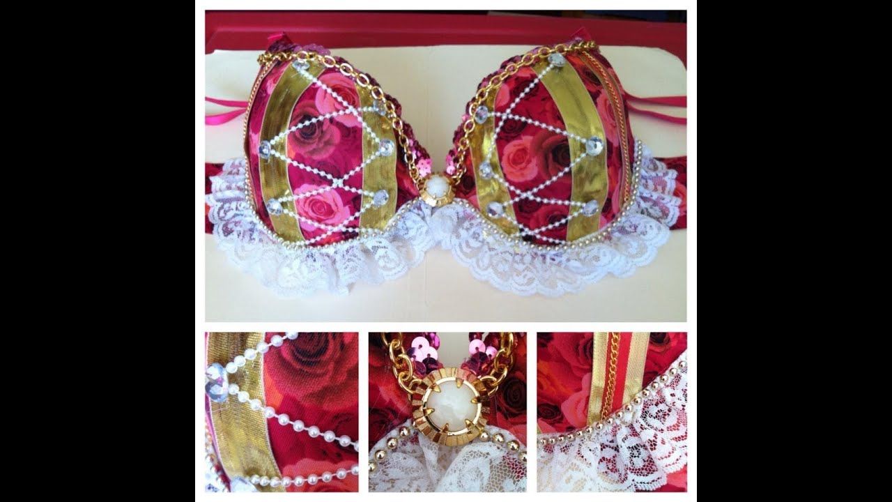 How to make a rave bra : Laced Floral Edition