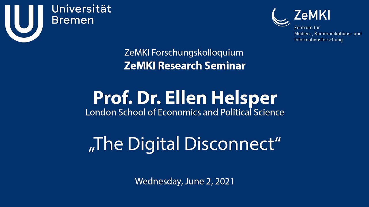 ZeMKI Research Seminar with Prof Dr Ellen Helsper (LSE) on 