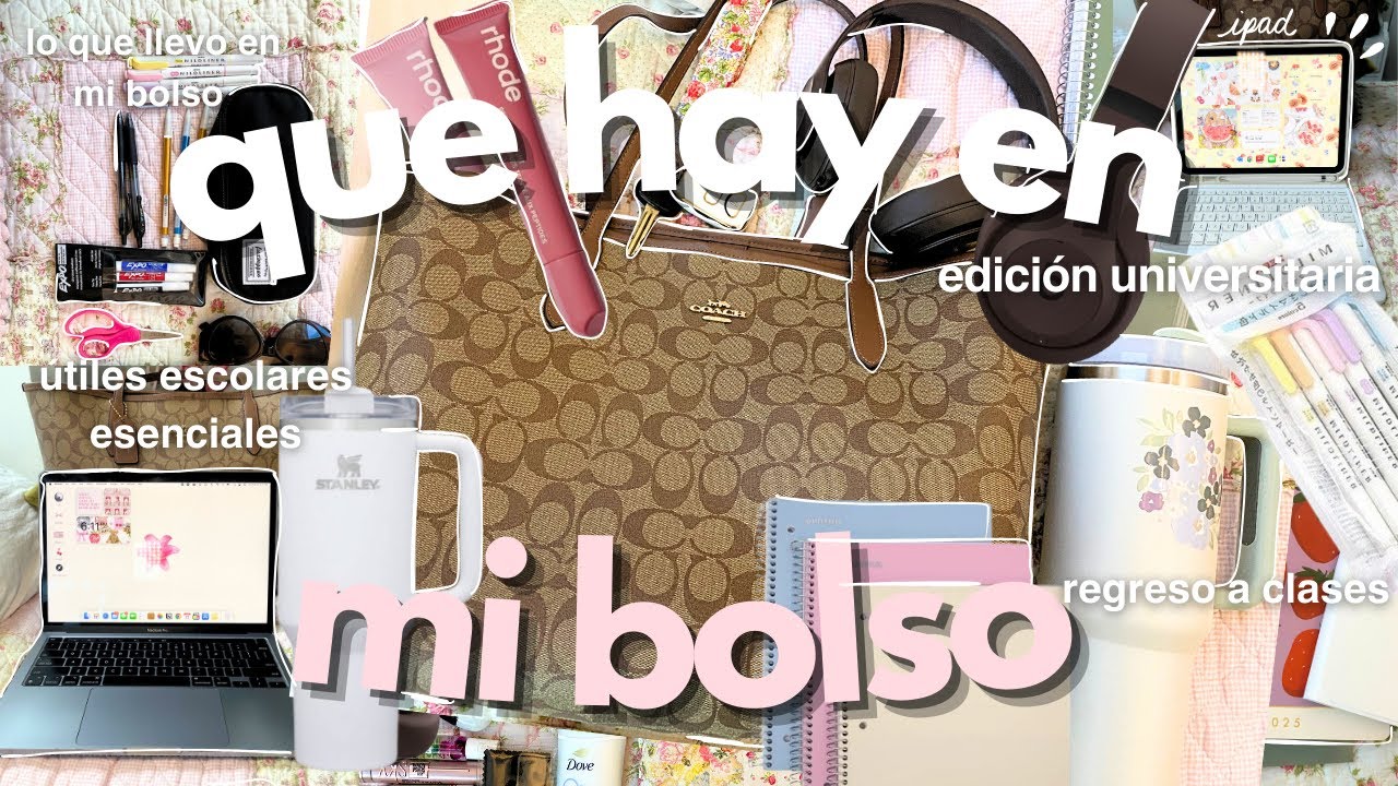 ¿Qué hay en mi mochila?🍒👜 MI BOLSA COACH PARA LA UNIVERSIDAD (utiles escolares,bolso de emergencias)