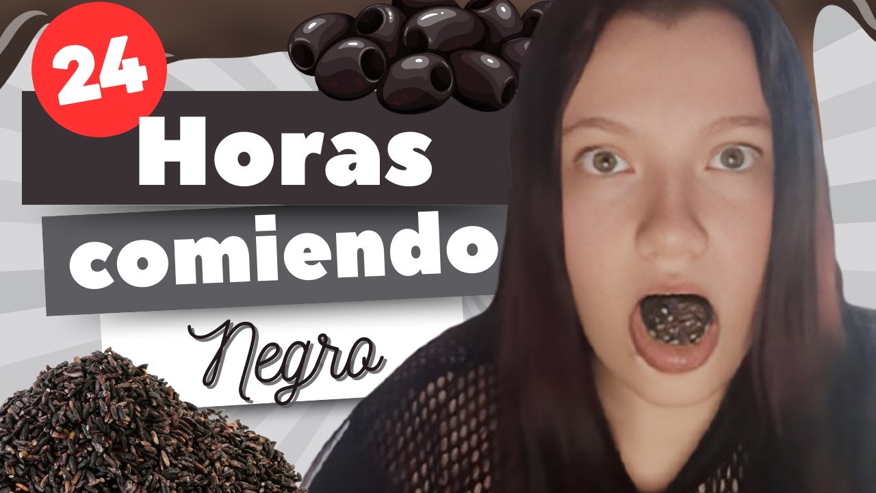 24H COMIENDO SOLO COMIDA NEGRA🖤| ¡Mi estómago colapsó al final! 💀All Day Eating Black Food Challenge
