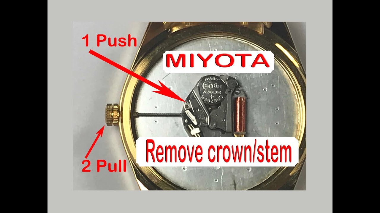 Как снять заводную головку и шток механизма Miyota