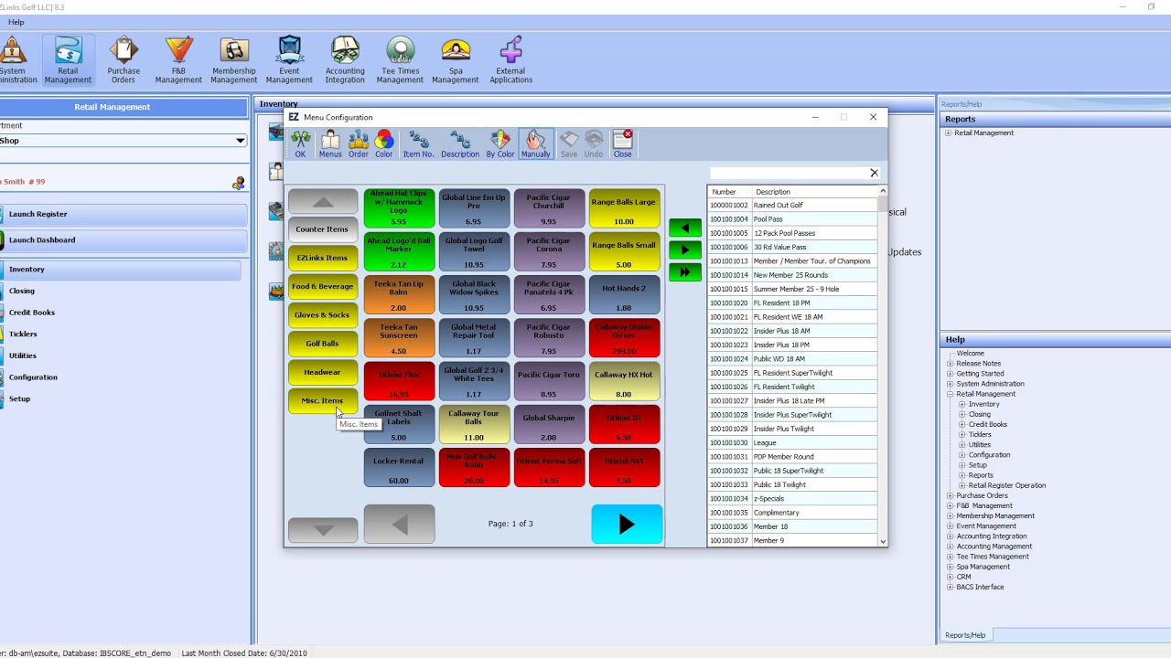 EZSUITE: Retail: Menu Maintenance